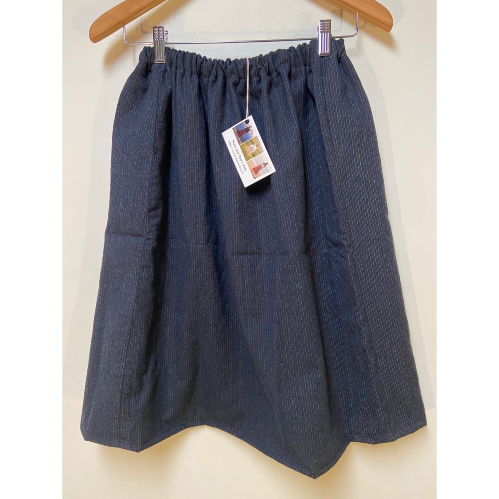 Girls Wool Mom and Pop's Kids A-Line Skirt Size 8 Navy Blue Striped Upcycled